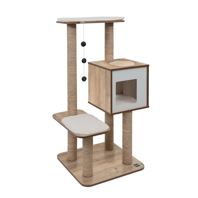 Meuble High Base Vesper, chêne, 56 x 56 x 121,5 cm (22 x 22 x 48,8 po)