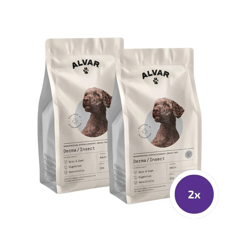 Alvar Pet Derma/Insect torrfoder för hundar 2 x 7 kg FLERPACK