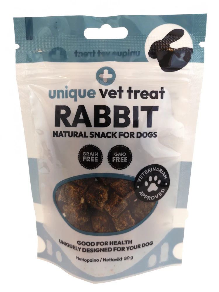 Unique vet treat Kaningodis 80 g för hundar