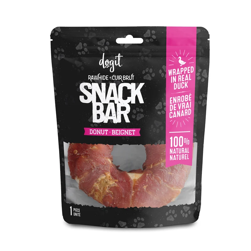 Beignet de cuir brut enrobés de canard Snack Bar Dogit, 1 unité, diam. 10 - 11,4 cm (4 - 4,5 po)