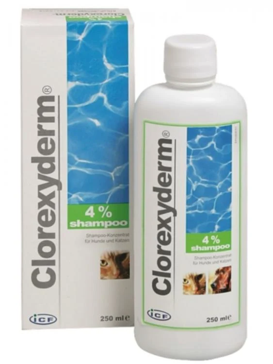 Clorexyderm Schampo 4% för hundar, katter och hästar 250 ml