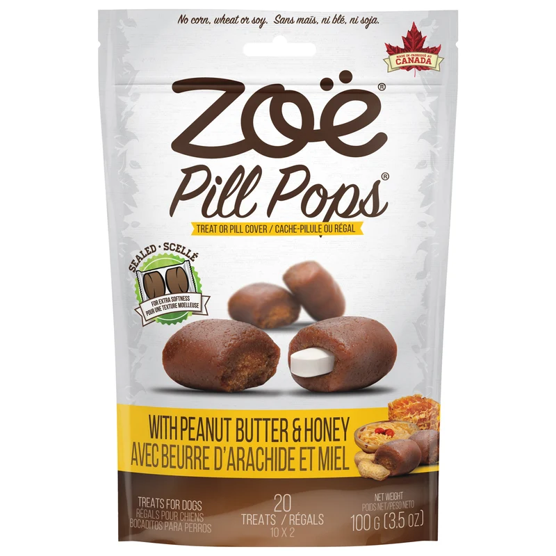 Régals Pill Pops Zoë, Beurre d’arachide avec miel, 100 g (3,5 oz)