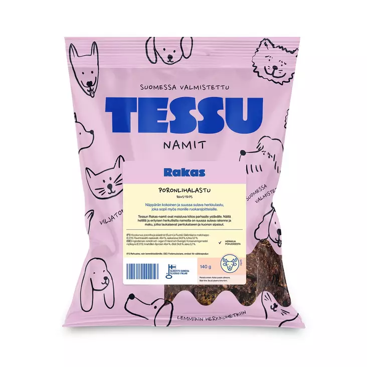 Tessu Rakas Renköttschips 140 g för hundar