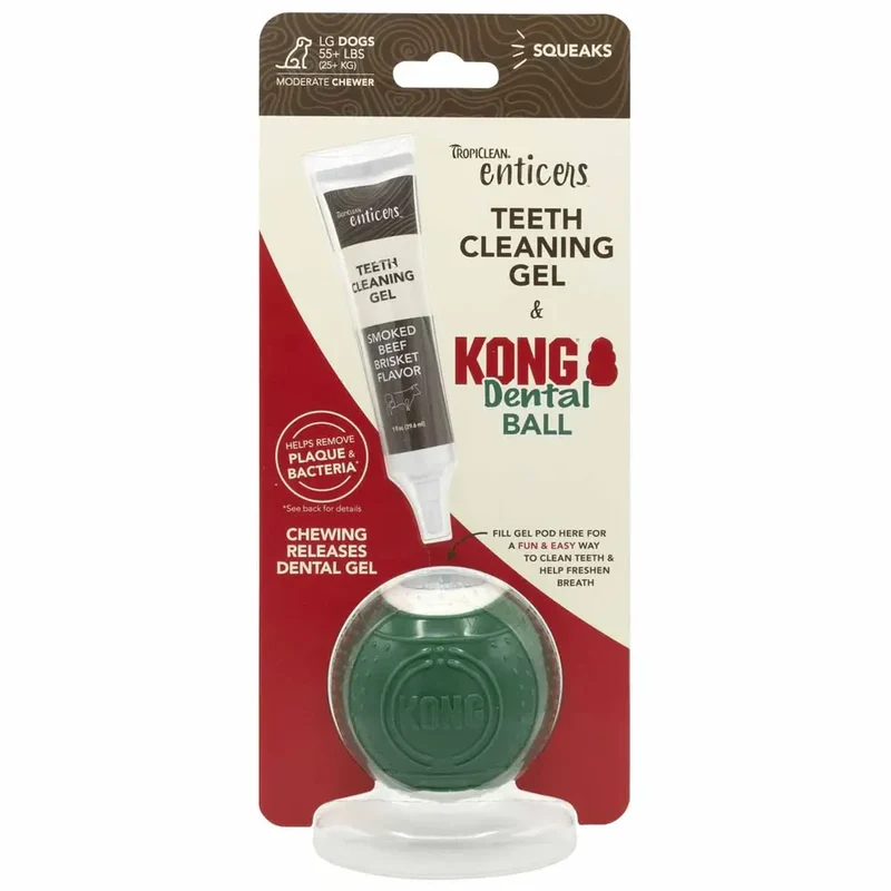 KONG Dental Ball & TropiClean tandrengöringsgel för stora hundar
