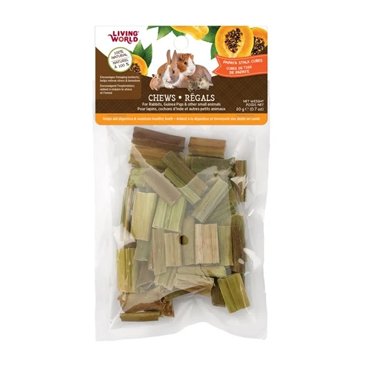 Régals à mâcher Living World pour petit animaux, Cubes de tige de papaye, 20 g (0,7 oz)