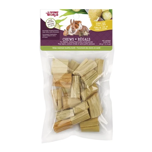 Régals à mâcher Living World pour petit animaux, Cubes de tige de canne à sucre, 40 g (1,4 oz)