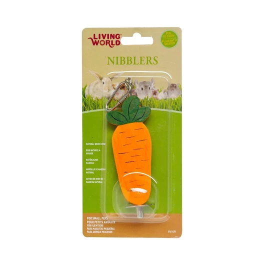 Jouet à gruger Nibblers Living World en bois, carotte sur tige