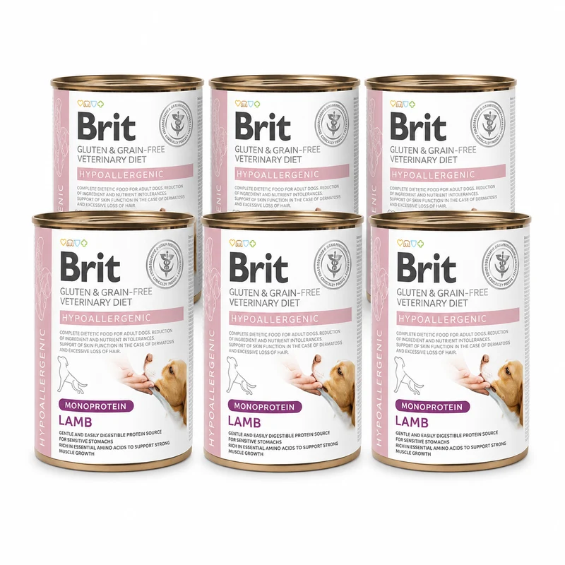 Brit Veterinary Diet Hypoallergenic Lamb för hundar 6 x 400 g