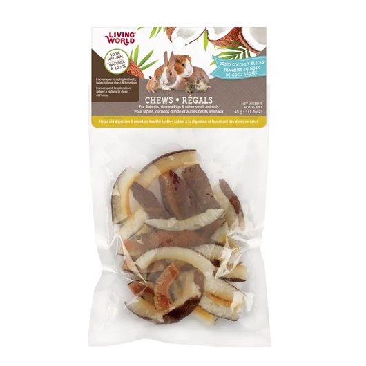 Régals à mâcher Living World pour petit animaux, Tranches de noix de coco séchée, 45 g (1,5 oz)