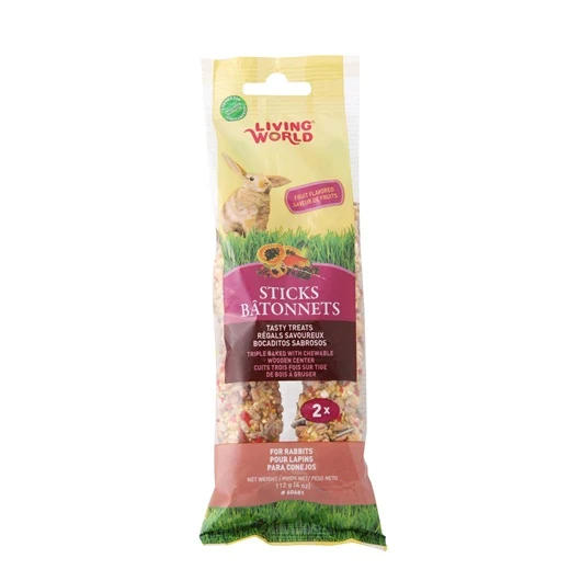 Bâtonnets Living World pour lapins, saveur de fruits, 112 g (4 oz), paquet de 2