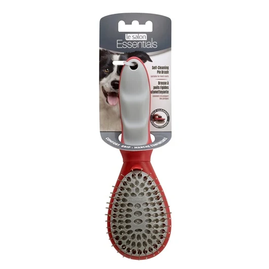 Brosse à poils rigides autonettoyante pour chiens