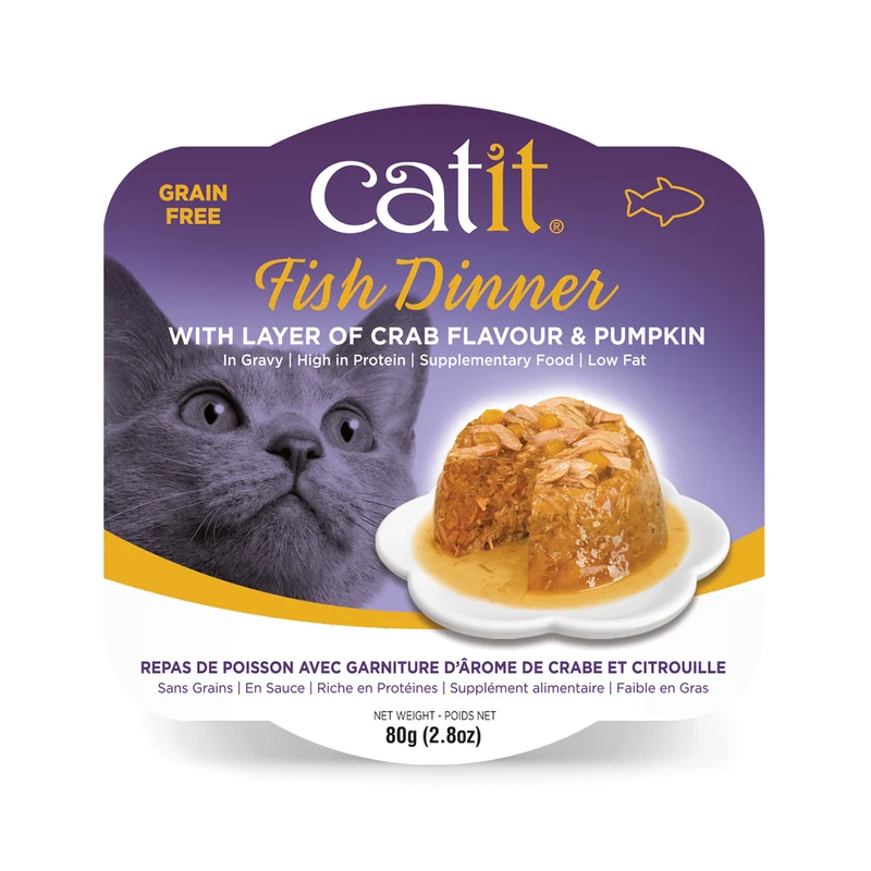 Repas de poisson Catit avec arôme de crabe et citrouille, 80 g (2,8 oz)