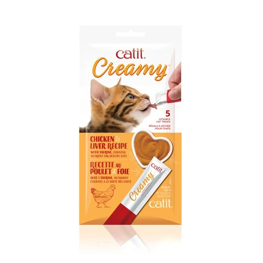 Régals crémeux Catit Creamy, Poulet et foie, paquet de 5