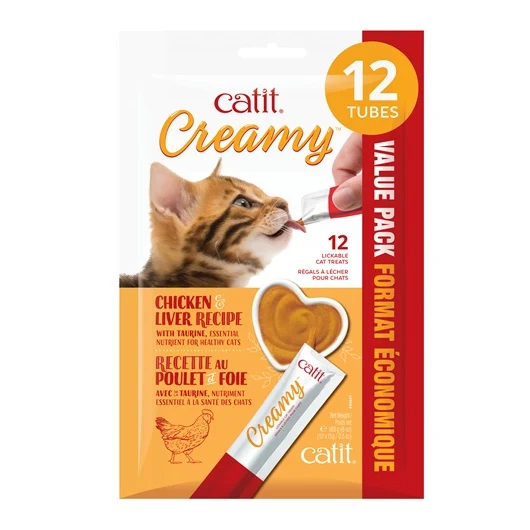 Régals crémeux Catit Creamy, Poulet et foie, paquet de 12