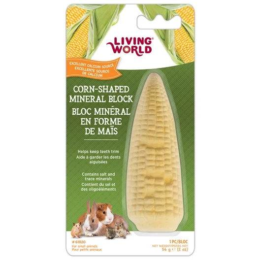 Bloc minéral Living World en forme de maïs pour petits animaux, 56 g (2 oz)