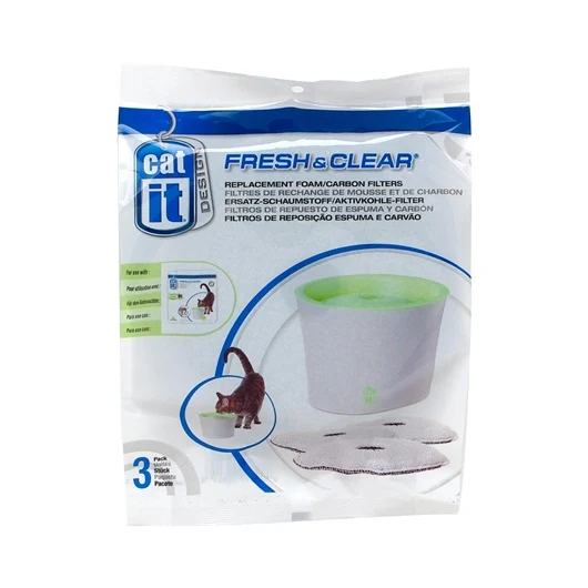Filtres de charbon/ mousse pour abreuvoir Fresh & Clear Catit Design, paquet de 3