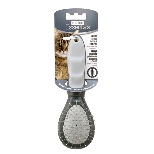 Brosse 2 en 1 Essentials Le Salon, poils de nylon/aiguilles d’acier, petite