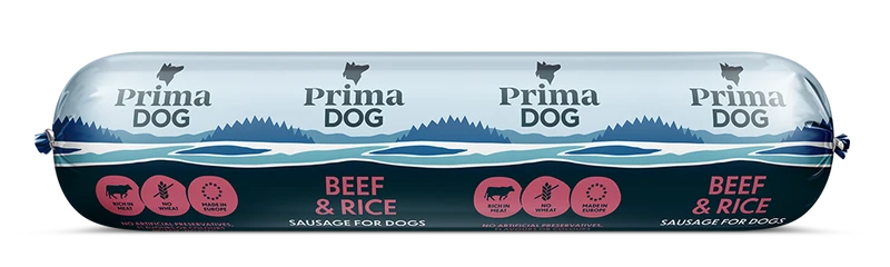 PrimaDog Nöt & Riskorv för hundar 12 x 800 g