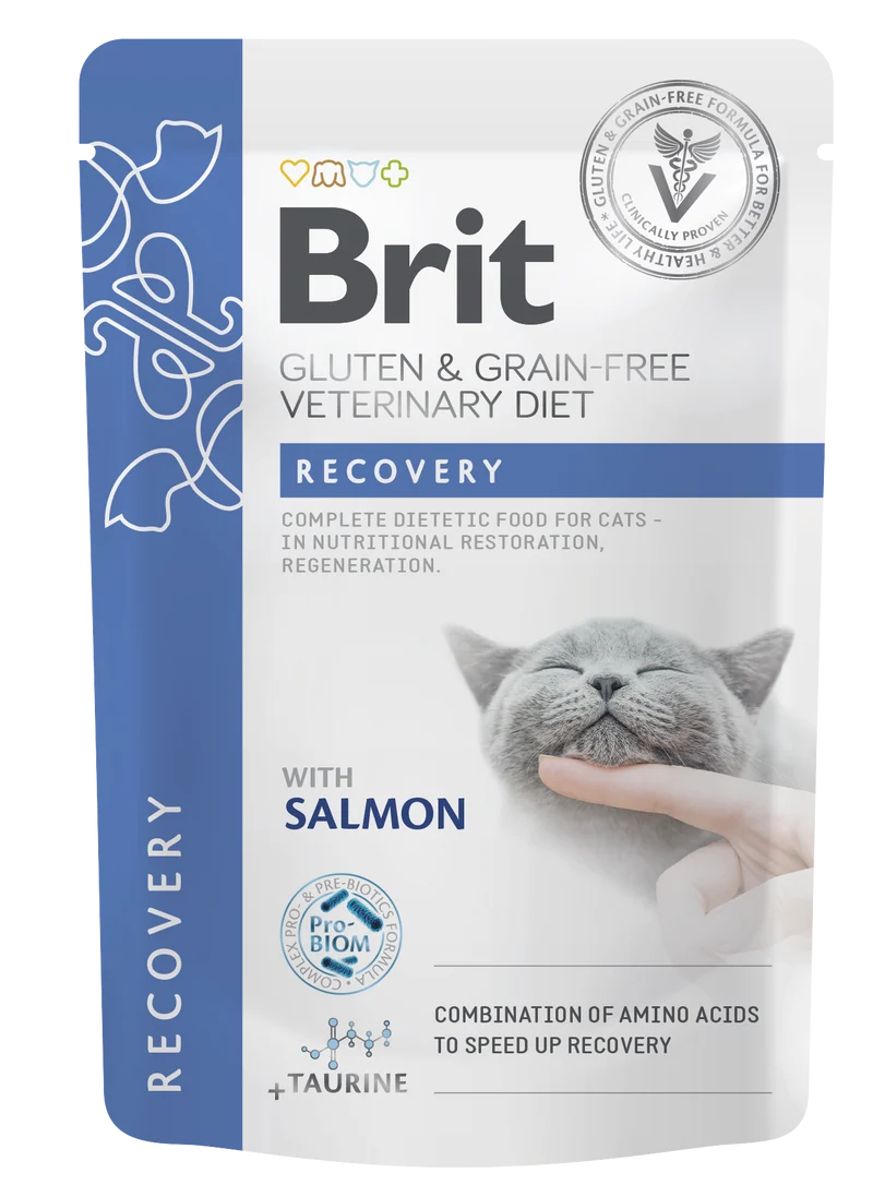 Brit Veterinary Diet Pouch Recovery with Salmon för katter 12 x 85 g
