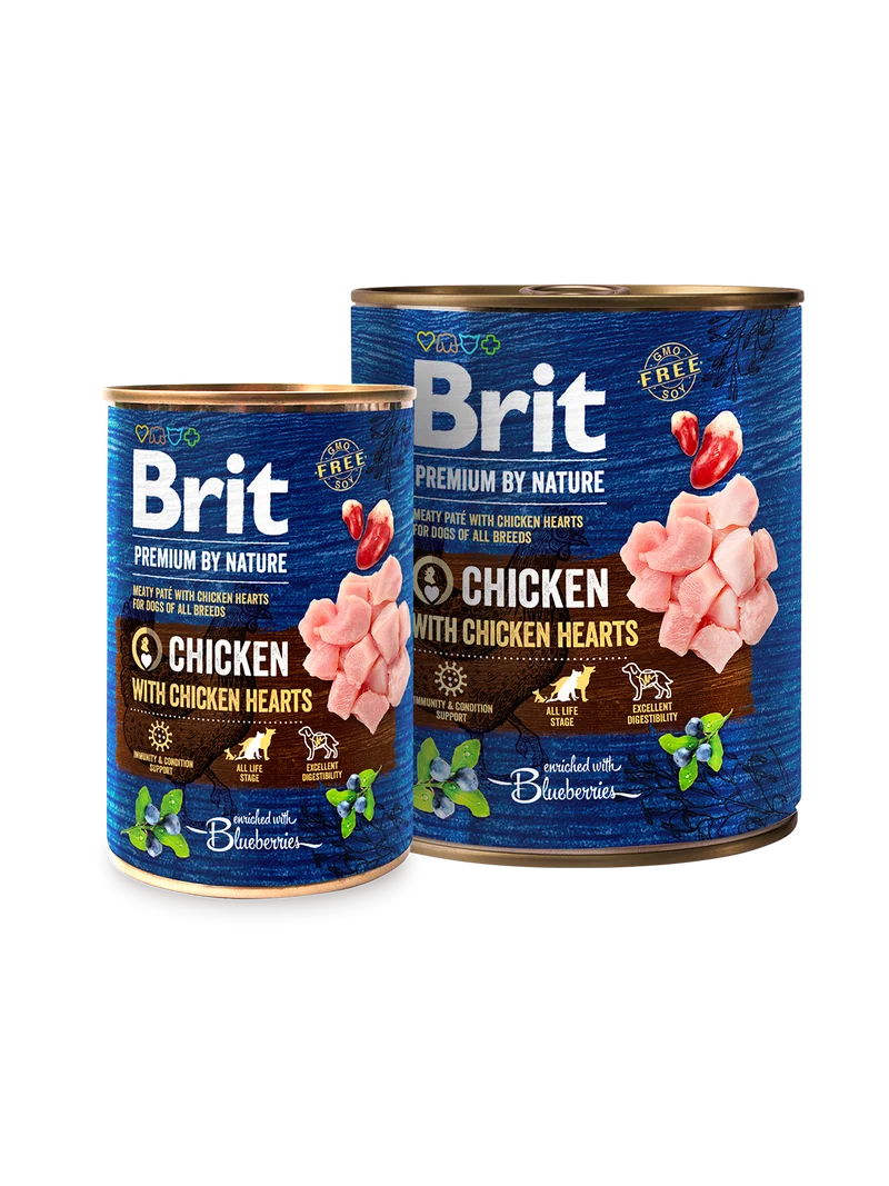 Brit Premium by Nature med kycklinghjärtan för hundar