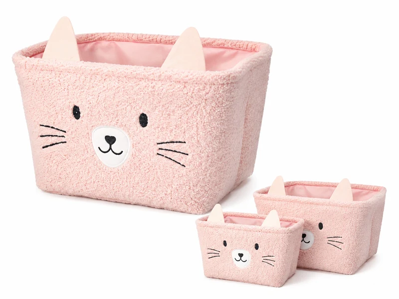 Förvaringskorg med kattmotiv - rosa
