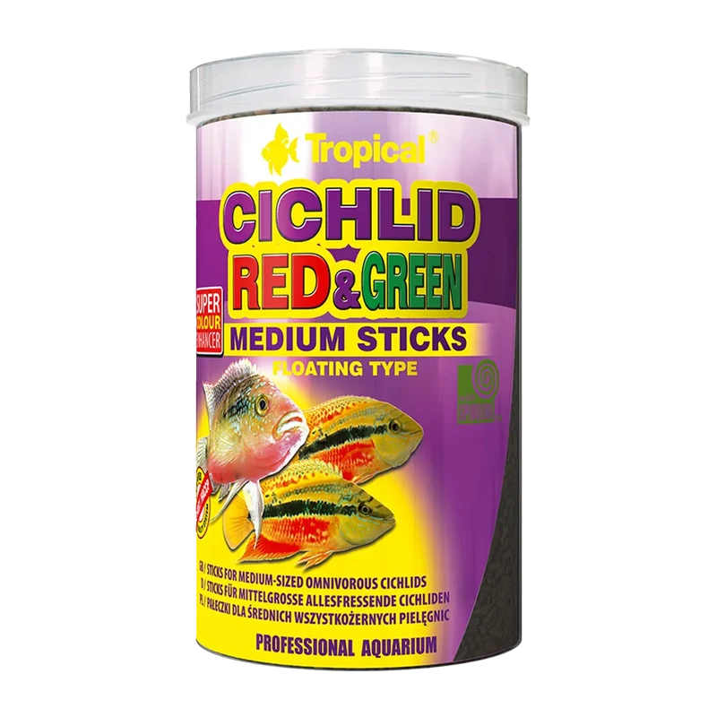 Tropical Ciklid Röd & Grön Sticks Medium - 360 G