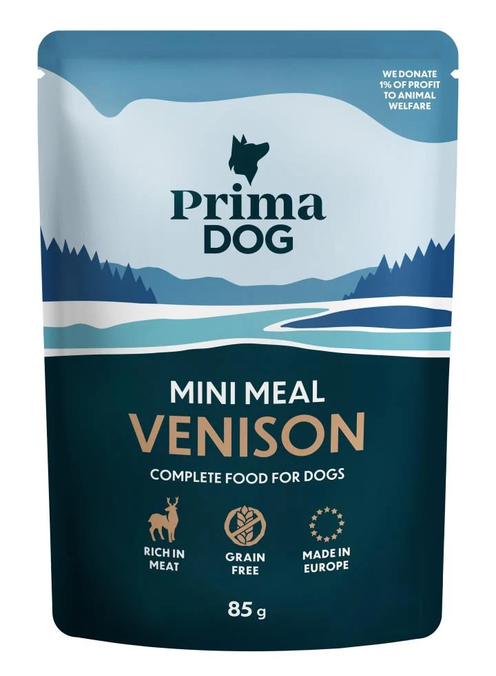 PrimaDog Mini Meal Hjort i sås för hundar 24 x 85 g