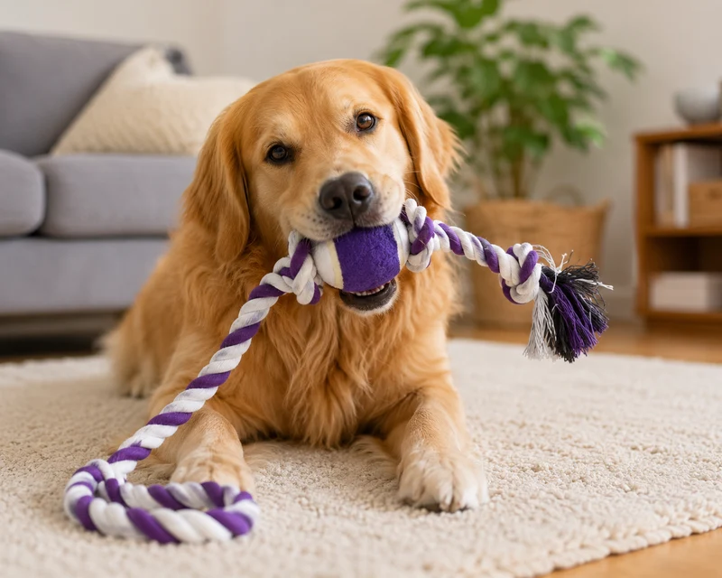 Repleksak med tennisboll för hund