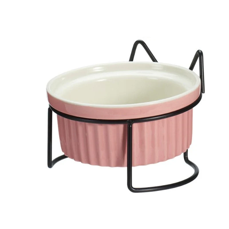 Matskål med ställ för katt rosa