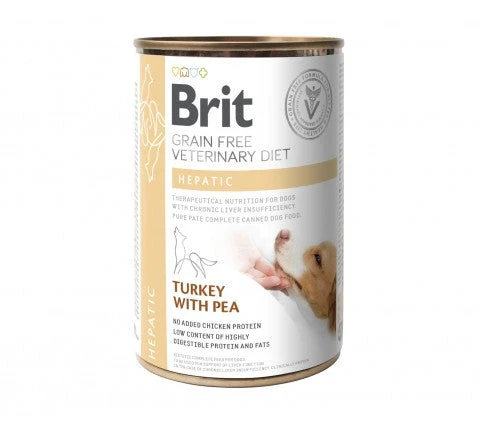 Brit Veterinary Diet Hepatic Turkey with Pea för hundar 400 g