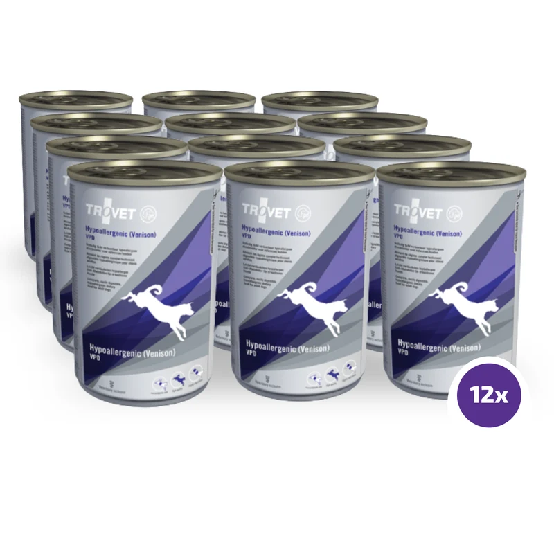 Trovet VPD Hypoallergen hjortpotatis för hundar 12 x 400 g