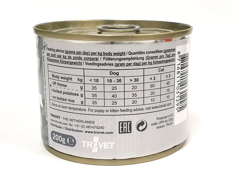 Trovet Unique Protein UPH-häst för katter och hundar 200 g PROVFÖRPACKNING