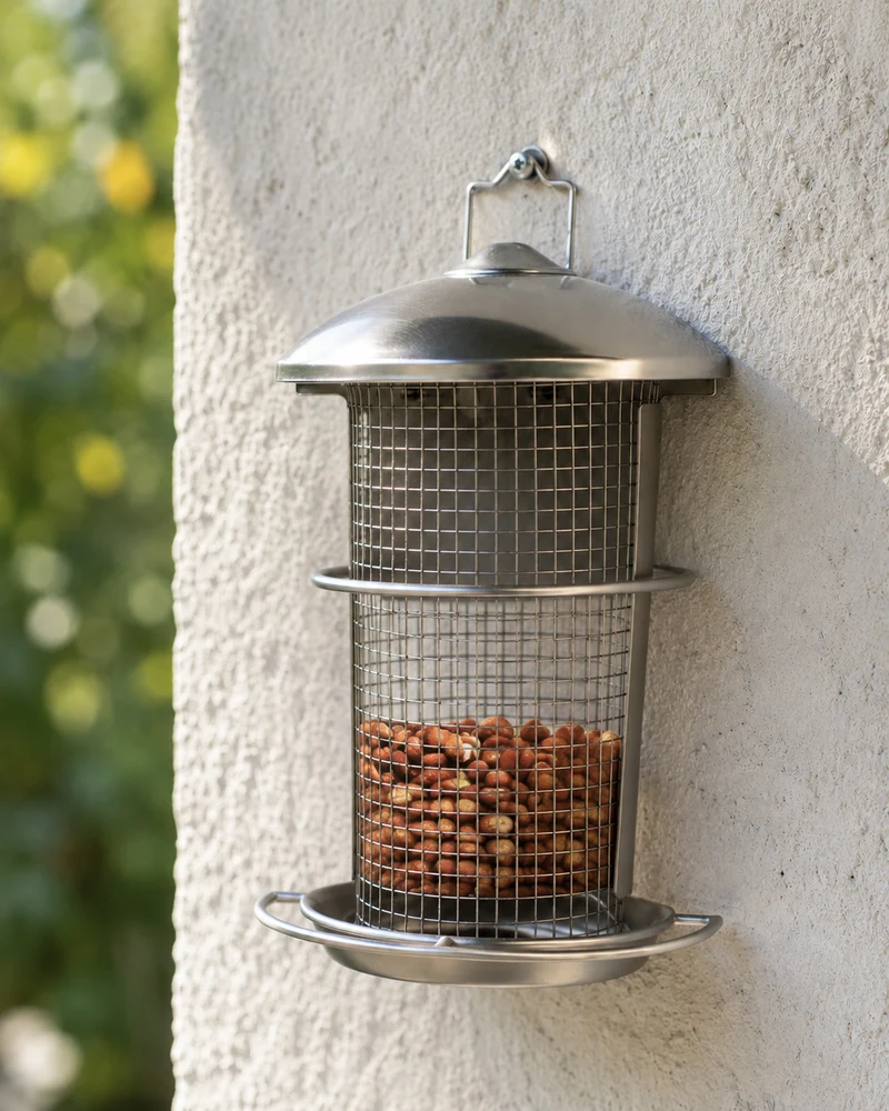 CARE-Bird Foderautomat 'Wall' till nötter 25cm - Silver