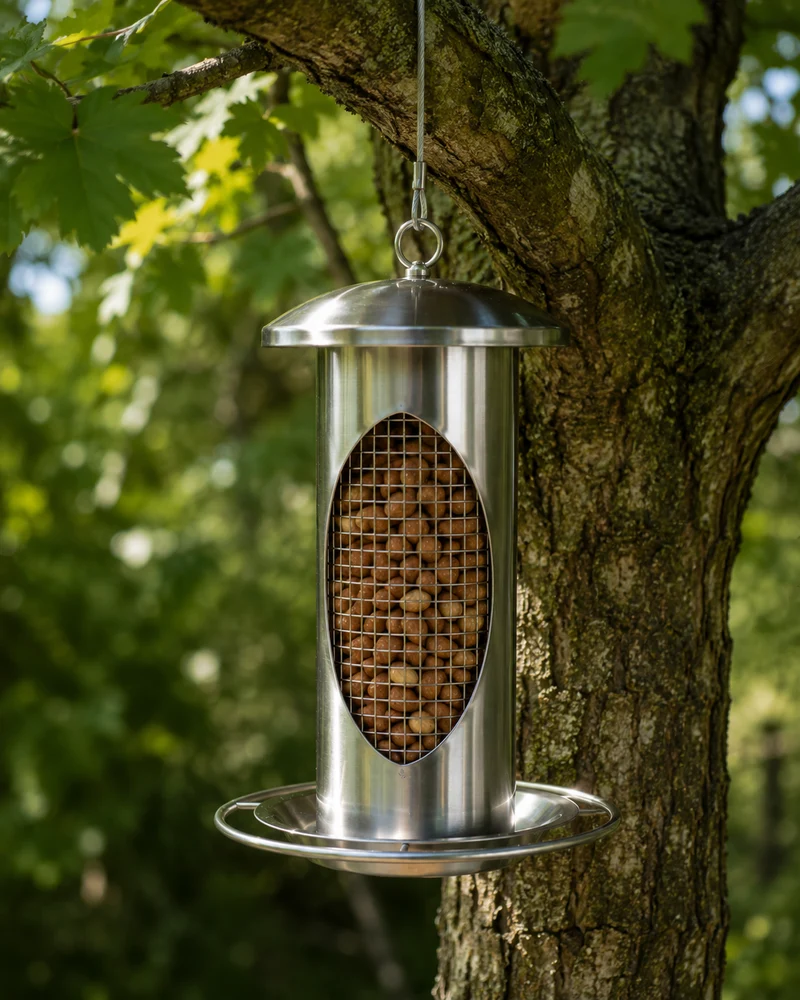 CARE-Bird Foderautomat 'De Luxe' till nötter 27cm - Silver