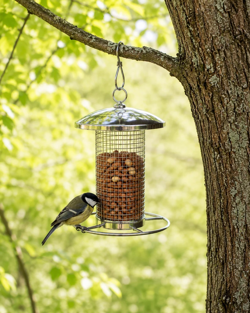 CARE-Bird Foderautomat till nötter 26cm - Silver