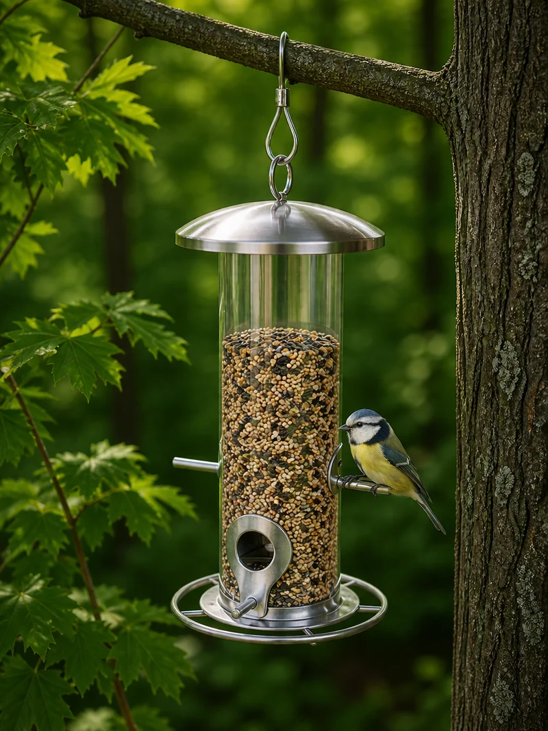 CARE-Bird Foderautomat till frö 26cm - Silver