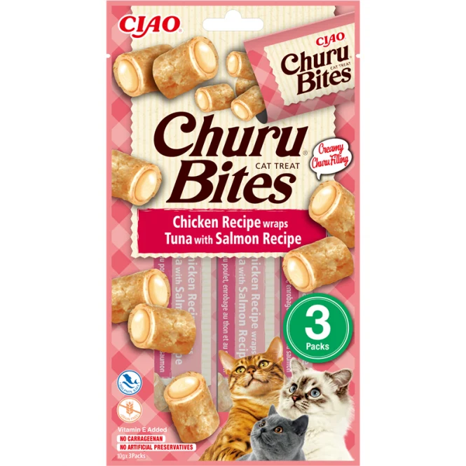 Inaba Churu Cat Snack Bites Huhn & Thun & Lachs 3x10g