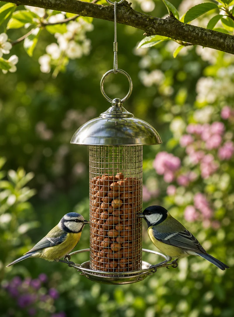 CARE-Bird Foderautomat till nötter Mini 19,5cm - Silver