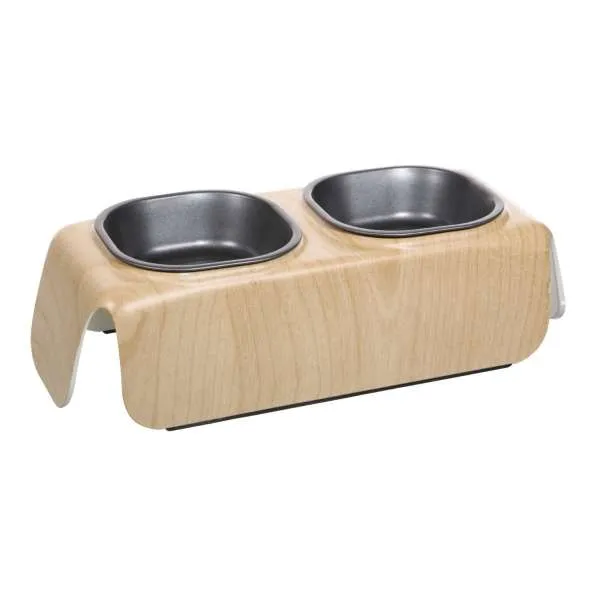 CATIT Design erhöhter Melamin-Doppelnapf in Holzdekor, 2x230 ml