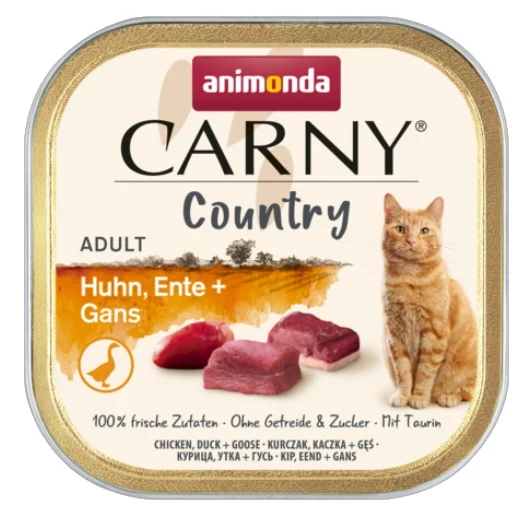 Animonda Carny Country Adult kurczak, kaczka i gęś - mięsna tacka dla dorosłych kotów