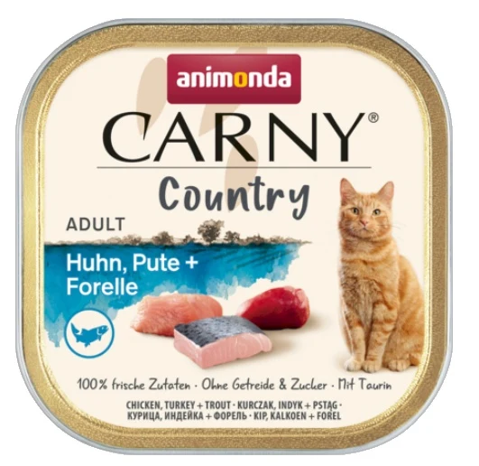 Animonda Carny Country Adult kurczak, indyk i pstrąg - mięsna tacka dla dorosłych kotów