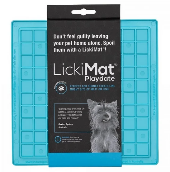 LickiMat Playdate - kwadratowa mata do lizania z miękkiego TPR w kolorze turkusowym