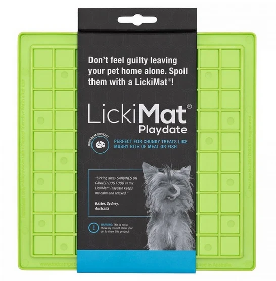 LickiMat Playdate - kwadratowa mata do lizania z miękkiego TPR w kolorze zielonym