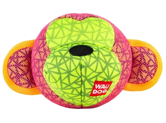 collar WauDog Fun małpa 16x10cm różowa - piszczałka i szeleszczące elementy