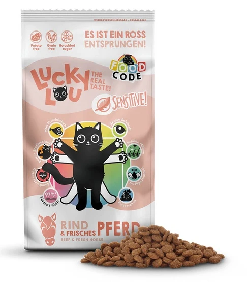 Lucky Lou Food Code Sensitive wołowina & konina 750 g - monobiałkowa receptura bez zbóż