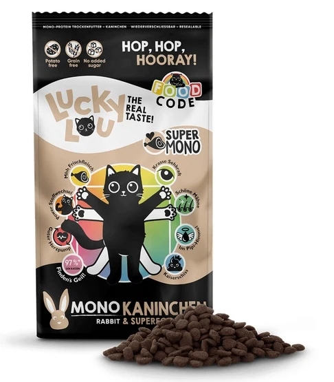 Lucky Lou Food Code Mono Królik 750g - monobiałkowa receptura bez zbóż
