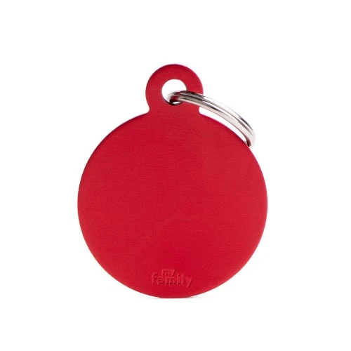 My Family Basic Aluminum Round ID Tag - RED/SMALL