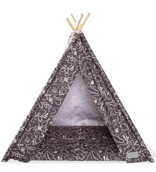PetShop by Fringe Studio Messy Flower Canvas Teepee Bed 94x74x76cm