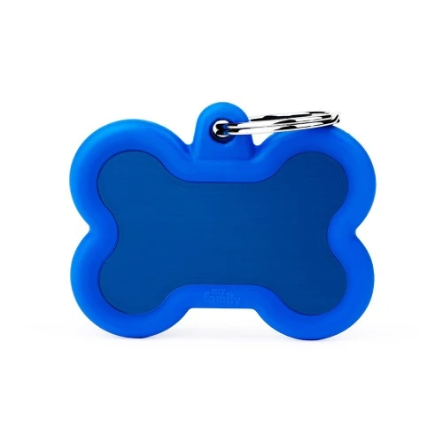 My Family Aluminum Bone ID Tag with Rubber - BLUE/BIG