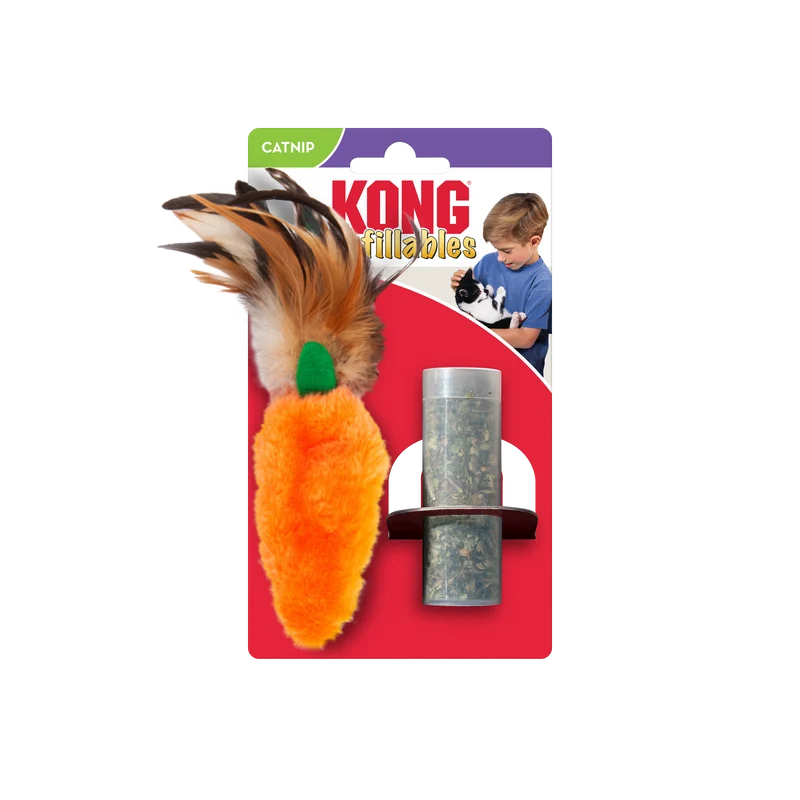 KONG Cat Refillable Catnip Feather Carrot